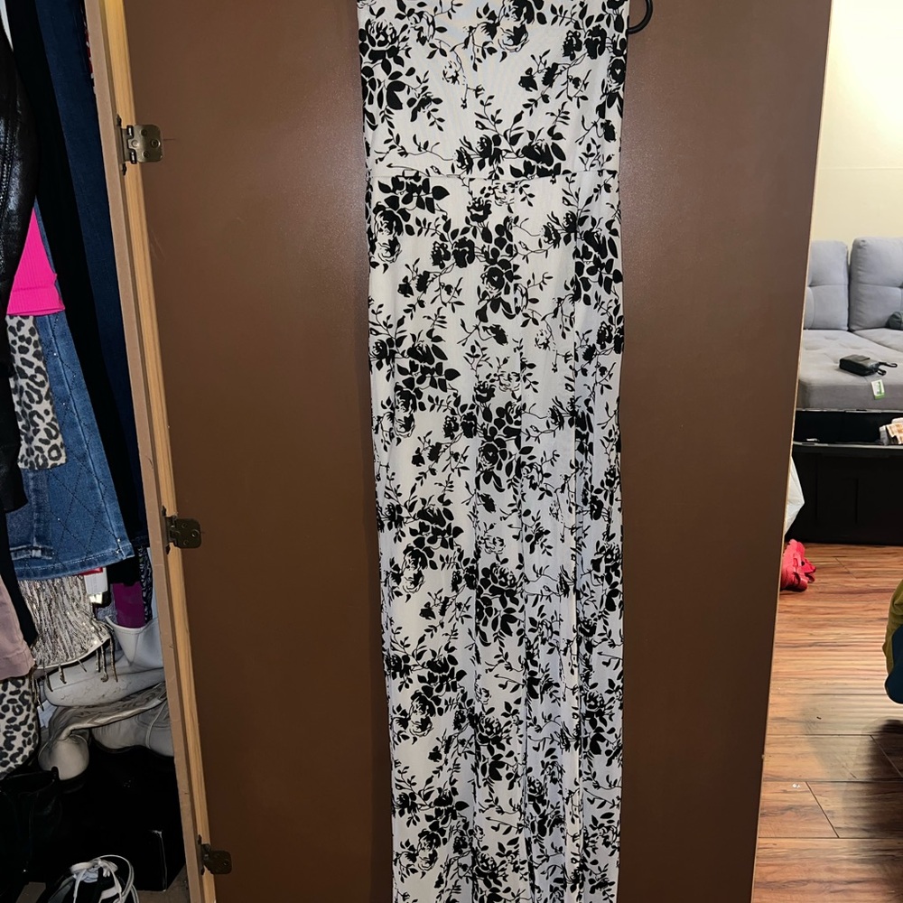 Black and White Floral Jumpsuit
